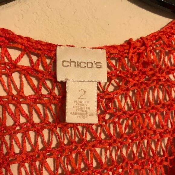 Chico’s orange ribbon yarn sweater sz large - Picture 6 of 10